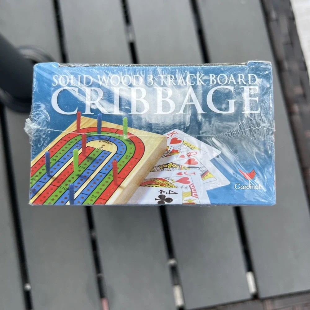 Classic Games Solid Wood Cribbage‎ Board 3 Track NEW Sealed Cardinal